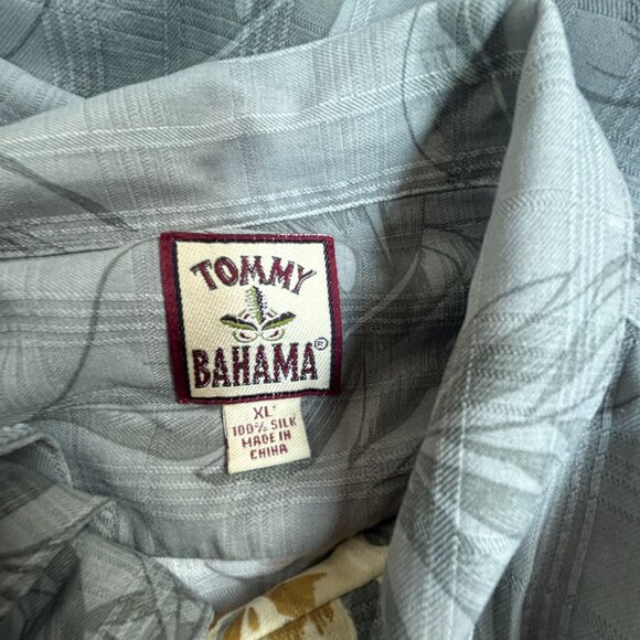 Tommy Bahama Mens Hawaiian Floral Silk Shirt Gray/Yellow Size XL Short Sleeve - Picture 3 of 7